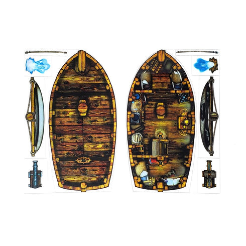 Arcknight Flat Plastic Miniatures - Boats - Roleplaying Objects 2.0 - 30 Pieces